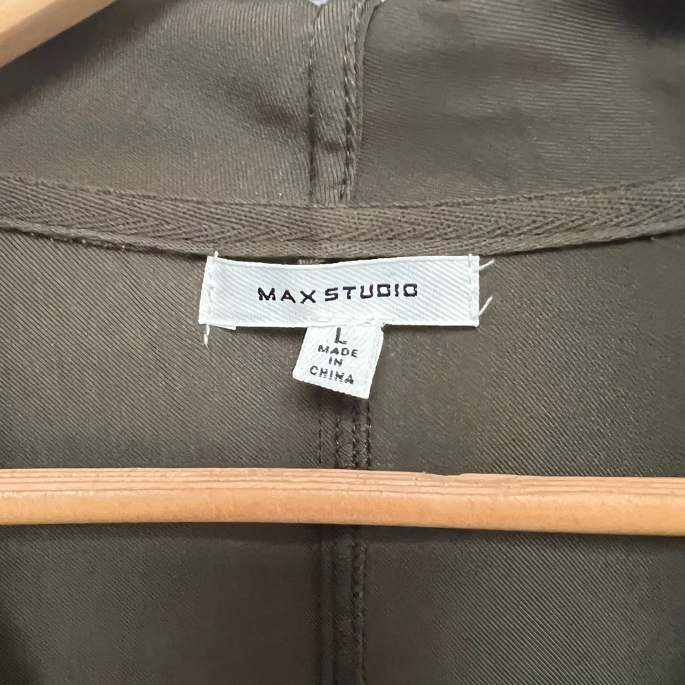 Max Studio Olive Trench Coat - Picture 2 of 4